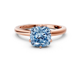 Rose gold Fancy Blue Cushion  Solitaire Diamond Ring with Six-Prong Setting on a Classic Band_3