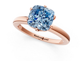 Rose gold Fancy Blue Cushion  Solitaire Diamond Ring with Six-Prong Setting on a Classic Band_4