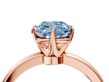 Rose gold Fancy Blue Cushion  Solitaire Diamond Ring with Six-Prong Setting on a Classic Band_7