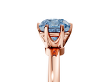 Rose gold Fancy Blue Cushion  Solitaire Diamond Ring with Six-Prong Setting on a Classic Band_8