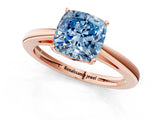 Rose gold Fancy Blue Cushion  Solitaire Diamond Ring with Split Shank and Four-Prong Setting_13