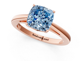 Rose gold Fancy Blue Cushion  Solitaire Diamond Ring with Split Shank and Four-Prong Setting_21
