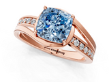 Rose gold Fancy Blue Cushion  Solitaire Diamond Ring with Split Shank and Prong Setting_43