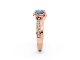 Rose gold Fancy Blue Cushion  Solitaire Diamond Ring with Split Shank and Prong Setting_44