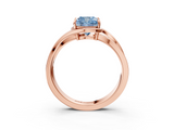 Rose gold Fancy Blue Cushion  Solitaire Diamond Ring with Split Shank and Prong Setting_45