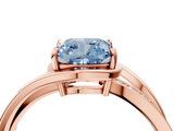 Rose gold Fancy Blue Cushion  Solitaire Diamond Ring with Split Shank and Prong Setting_46