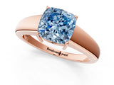 Rose gold Fancy Blue Cushion  Solitaire Diamond Ring with Tapered Band and Four-Prong Setting_50