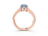 Rose gold Fancy Blue Cushion  Solitaire Diamond Ring with Tapered Band and Four-Prong Setting_52
