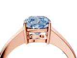 Rose gold Fancy Blue Cushion  Solitaire Diamond Ring with Tapered Band and Four-Prong Setting_53