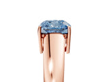Rose gold Fancy Blue Cushion  Solitaire Diamond Ring with Tapered Band and Four-Prong Setting_54