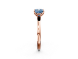 Rose gold Fancy Blue Cushion  Solitaire Diamond Ring with Thin Band and Four-Prong Setting_5