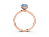 Rose gold Fancy Blue Cushion  Solitaire Diamond Ring with Thin Band and Four-Prong Setting_6