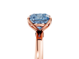 Rose gold Fancy Blue Cushion  Solitaire Diamond Ring with Thin Band and Four-Prong Setting_8