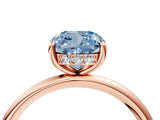 Rose gold Fancy Blue Cushion  Solitaire Diamond Ring with a Classic Band and Four-Prong Setting 5