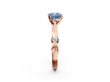 Rose gold Fancy Blue Cushion  Solitaire Diamond Twisted Band with Four-Prong Setting_86