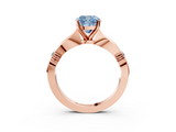 Rose gold Fancy Blue Cushion  Solitaire Diamond Twisted Band with Four-Prong Setting_87