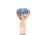 Rose gold Fancy Blue Cushion  Solitaire Diamond Twisted Band with Four-Prong Setting_89