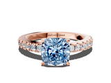 Rose gold Fancy Blue Cushion  Solitaire Diamond with Pavé Band and Four-Prong Setting_46