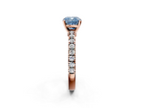 Rose gold Fancy Blue Cushion  Solitaire Diamond with Pavé Band and Four-Prong Setting_48