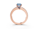 Rose gold Fancy Blue Cushion  Solitaire Diamond with Pavé Band and Four-Prong Setting_49