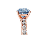 Rose gold Fancy Blue Cushion  Solitaire Diamond with Pavé Band and Four-Prong Setting_51