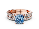 Rose gold Fancy Blue Cushion  Solitaire Diamond with Pave and Channel Set Band_42