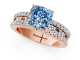 Rose gold Fancy Blue Cushion  Solitaire Diamond with Pave and Channel Set Band_43