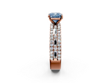 Rose gold Fancy Blue Cushion  Solitaire Diamond with Pave and Channel Set Band_44