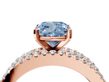 Rose gold Fancy Blue Cushion  Solitaire Diamond with Pave and Channel Set Band_46