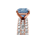 Rose gold Fancy Blue Cushion  Solitaire Diamond with Pave and Channel Set Band_47