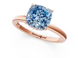 Rose gold Fancy Blue Cushion  Solitaire Engagement Ring with Cathedral Band and Four-Prong Setting_22