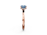 Rose gold Fancy Blue Cushion  Solitaire Engagement Ring with Cathedral Band and Four-Prong Setting_23