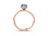 Rose gold Fancy Blue Cushion  Solitaire Engagement Ring with Cathedral Band and Four-Prong Setting_24