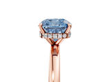 Rose gold Fancy Blue Cushion  Solitaire Engagement Ring with Cathedral Band and Four-Prong Setting_26