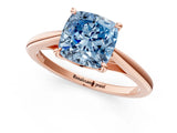 Rose gold Fancy Blue Cushion  Solitaire Engagement Ring with Four-Prong Setting and Classic Band 1