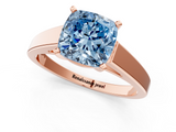 Rose gold Fancy Blue Cushion  Solitaire Engagement Ring with Four-Prong Setting and Tapered Band_4