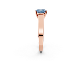 Rose gold Fancy Blue Cushion  Solitaire Engagement Ring with Four-Prong Setting and Tapered Band_5
