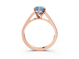 Rose gold Fancy Blue Cushion  Solitaire Engagement Ring with Four-Prong Setting and Tapered Band_6