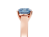Rose gold Fancy Blue Cushion  Solitaire Engagement Ring with Four-Prong Setting and Tapered Band_8