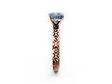 Rose gold Fancy Blue Cushion  Solitaire Engagement Ring with Scrollwork Band and Four-Prong Setting_135