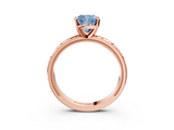 Rose gold Fancy Blue Cushion  Solitaire Engagement Ring with Scrollwork Band and Four-Prong Setting_136