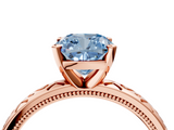 Rose gold Fancy Blue Cushion  Solitaire Engagement Ring with Scrollwork Band and Four-Prong Setting_137