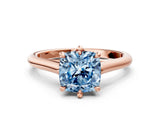 Rose gold Fancy Blue Cushion  Solitaire Engagement Ring with Six-Prong Setting and Classic Band 1