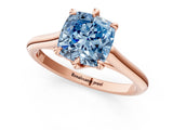 Rose gold Fancy Blue Cushion  Solitaire Engagement Ring with Six-Prong Setting and Classic Band 2