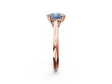 Rose gold Fancy Blue Cushion  Solitaire Engagement Ring with Six-Prong Setting and Classic Band 3