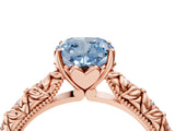 Rose gold Fancy Blue Cushion  Solitaire Floral Milgrain Engagement Ring_35