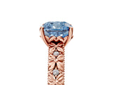 Rose gold Fancy Blue Cushion  Solitaire Floral Milgrain Engagement Ring_36
