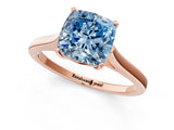 Rose gold Fancy Blue Cushion  Solitaire Heart Prong Engagement Ring with Tapered Band_73