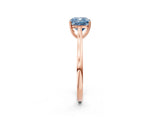 Rose gold Fancy Blue Cushion  Solitaire Heart Prong Engagement Ring with Tapered Band_74