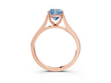 Rose gold Fancy Blue Cushion  Solitaire Heart Prong Engagement Ring with Tapered Band_75